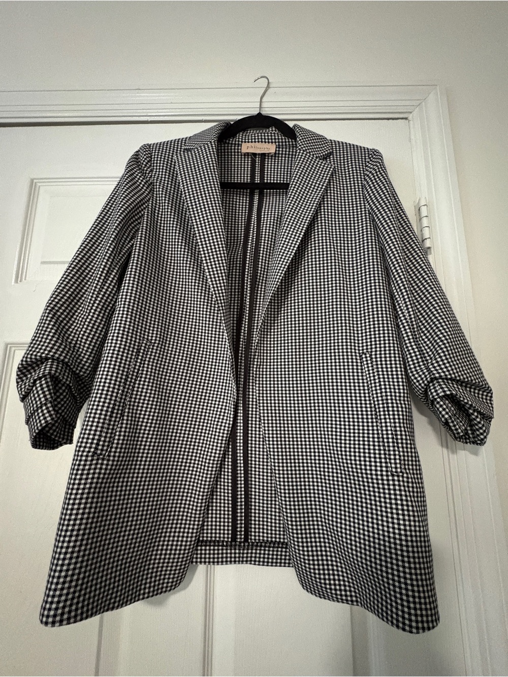 Philosophy Black and White Gingham Blazer Jacket